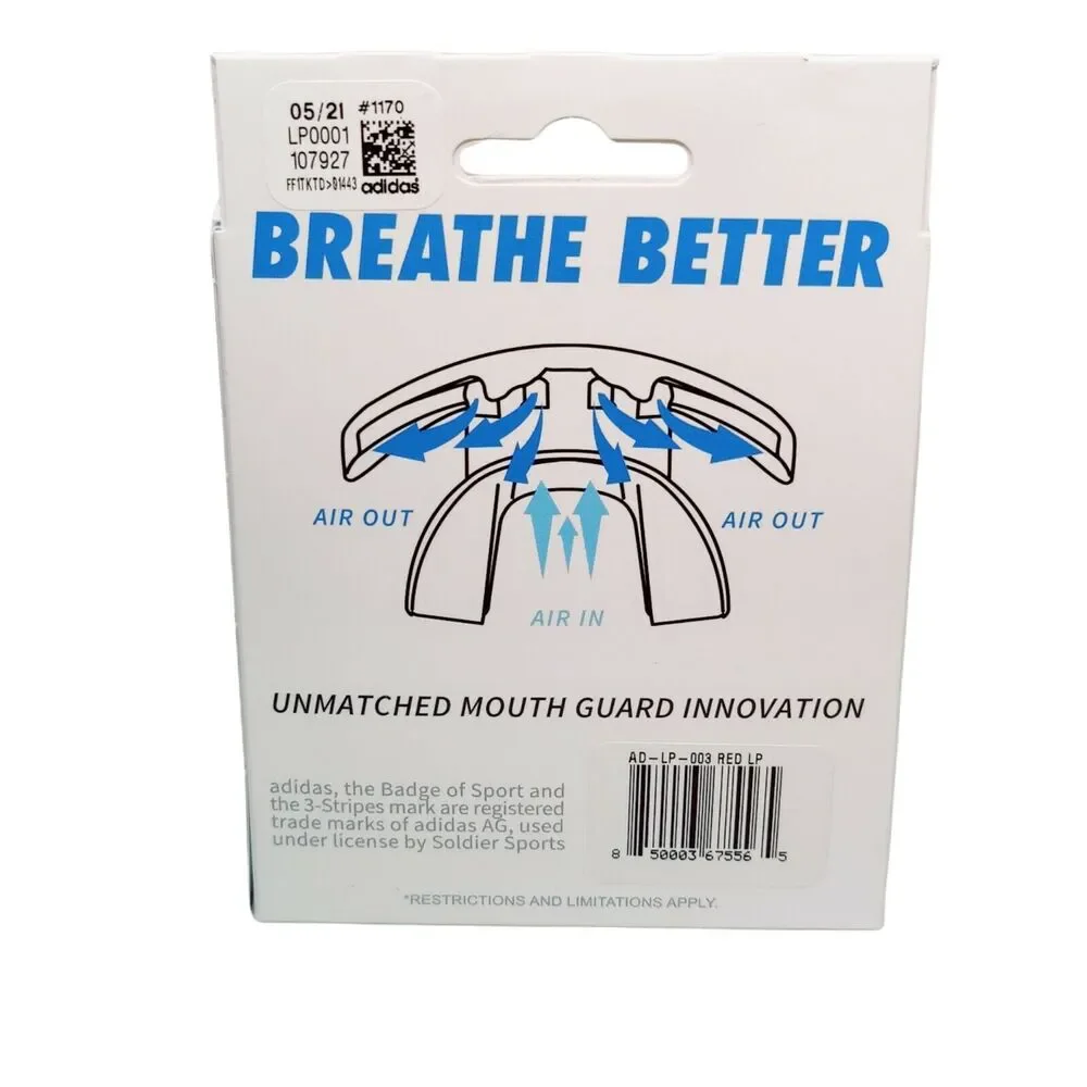 Adidas Red & Black Quad Vent Sports‎ Lip Protector Mouth Guard Football Soccer